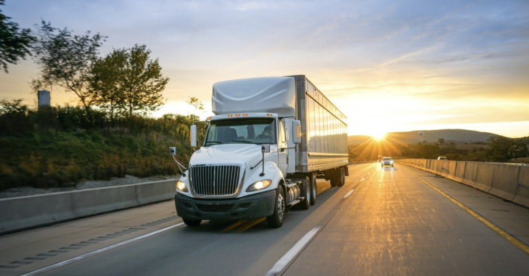 Semi truck driving on a highway